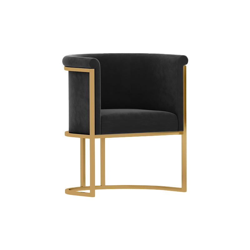 Parsons Velvet Arm Chair Velvet Gold Base Dining Chair for Dining Room Black 1 Piece Clearhalo 'Dining Chairs' 'Dining Tables & Seating' 'dining_chair' 'furn' 'furn_dining_chair' 'Furniture' 'Kitchen & Dining Furniture' 6575373