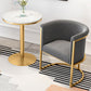 Parsons Velvet Arm Chair Velvet Gold Base Dining Chair for Dining Room Grey 1 Piece Clearhalo 'Dining Chairs' 'Dining Tables & Seating' 'dining_chair' 'furn' 'furn_dining_chair' 'Furniture' 'Kitchen & Dining Furniture' 6575381