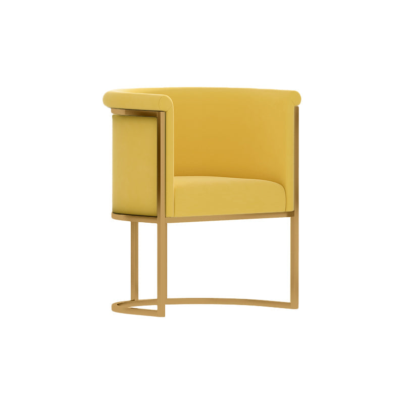 Parsons Velvet Arm Chair Velvet Gold Base Dining Chair for Dining Room Yellow 1 Piece Clearhalo 'Dining Chairs' 'Dining Tables & Seating' 'dining_chair' 'furn' 'furn_dining_chair' 'Furniture' 'Kitchen & Dining Furniture' 6575383