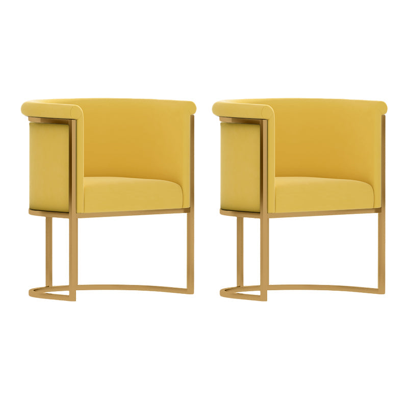 Parsons Velvet Arm Chair Velvet Gold Base Dining Chair for Dining Room Yellow 2 Piece Set Clearhalo 'Dining Chairs' 'Dining Tables & Seating' 'dining_chair' 'furn' 'furn_dining_chair' 'Furniture' 'Kitchen & Dining Furniture' 6575386