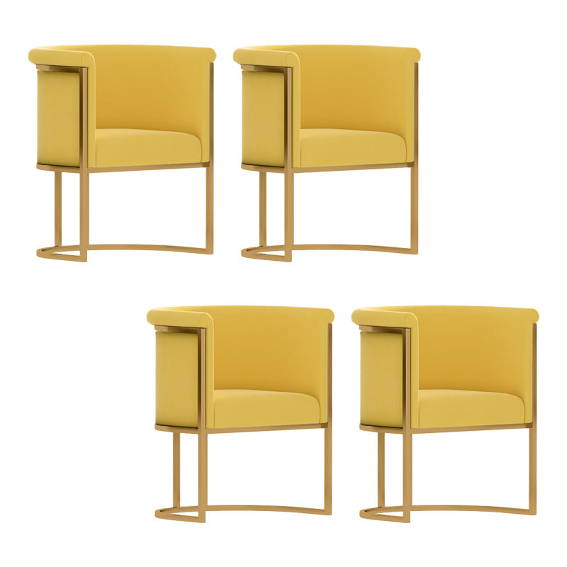 Parsons Velvet Arm Chair Velvet Gold Base Dining Chair for Dining Room Yellow 4 Piece Set Clearhalo 'Dining Chairs' 'Dining Tables & Seating' 'dining_chair' 'furn' 'furn_dining_chair' 'Furniture' 'Kitchen & Dining Furniture' 6575387