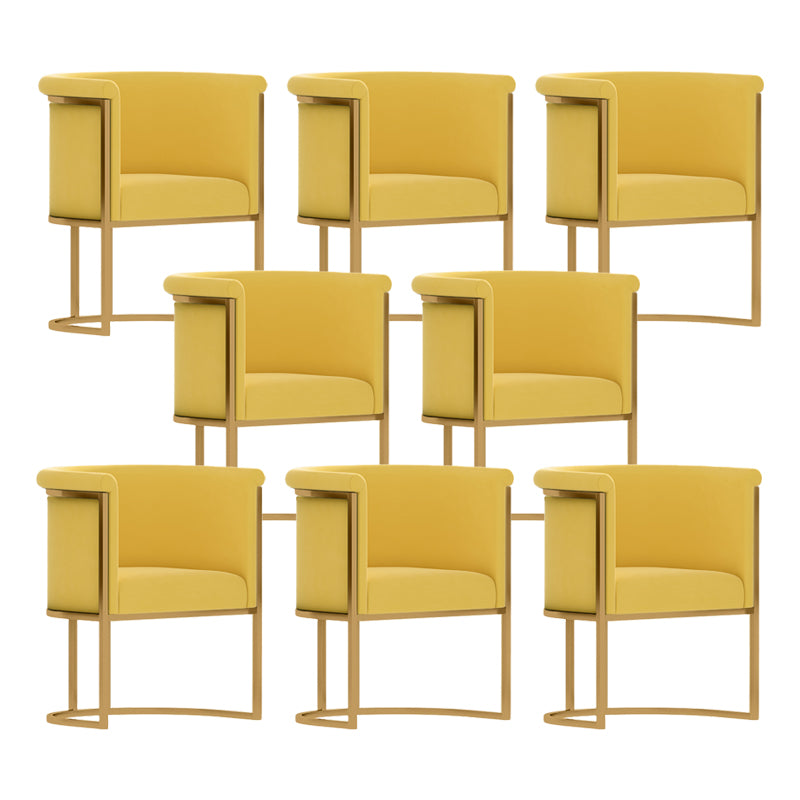 Parsons Velvet Arm Chair Velvet Gold Base Dining Chair for Dining Room Yellow 8 Piece Set Clearhalo 'Dining Chairs' 'Dining Tables & Seating' 'dining_chair' 'furn' 'furn_dining_chair' 'Furniture' 'Kitchen & Dining Furniture' 6575391