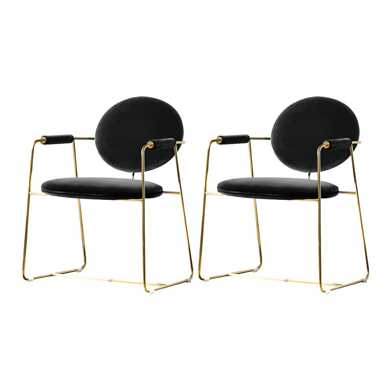 Sedia a braccio imbottita sedia da pranzo a base d'oro per sala da pranzo