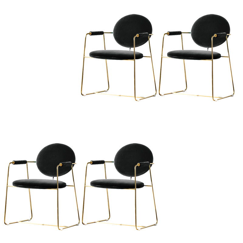 Sedia a braccio imbottita sedia da pranzo a base d'oro per sala da pranzo