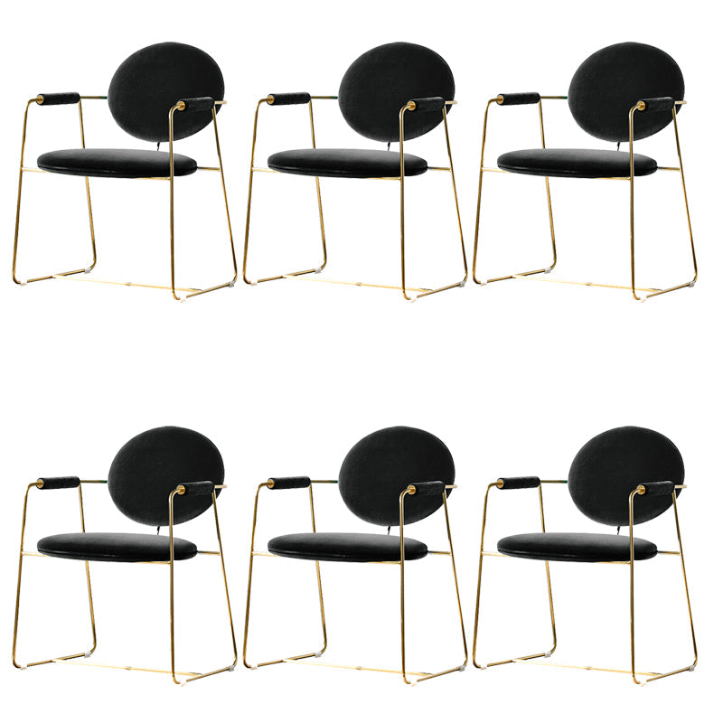 Sedia a braccio imbottita sedia da pranzo a base d'oro per sala da pranzo