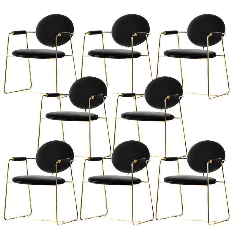 Sedia a braccio imbottita sedia da pranzo a base d'oro per sala da pranzo