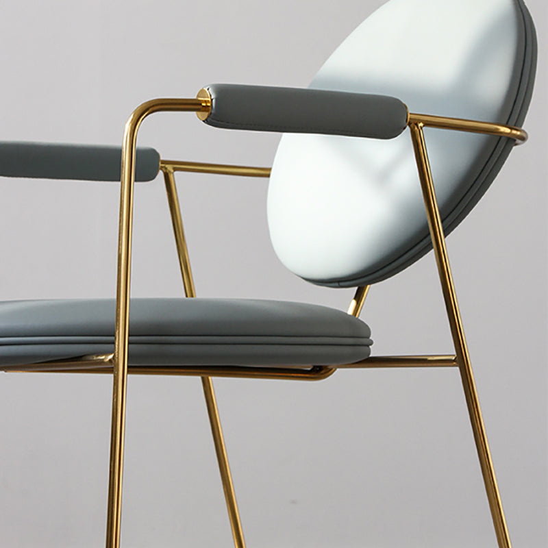 Sedia a braccio imbottita sedia da pranzo a base d'oro per sala da pranzo