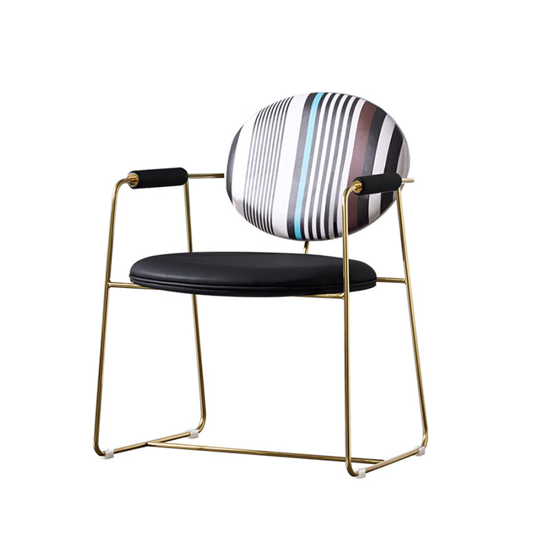 Sedia a braccio imbottita sedia da pranzo a base d'oro per sala da pranzo