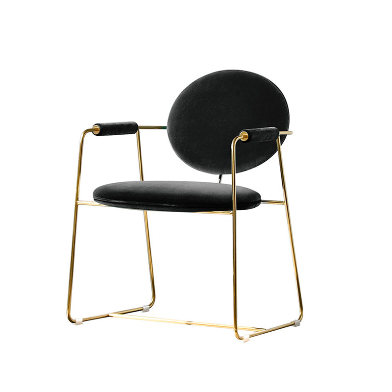 Sedia a braccio imbottita sedia da pranzo a base d'oro per sala da pranzo