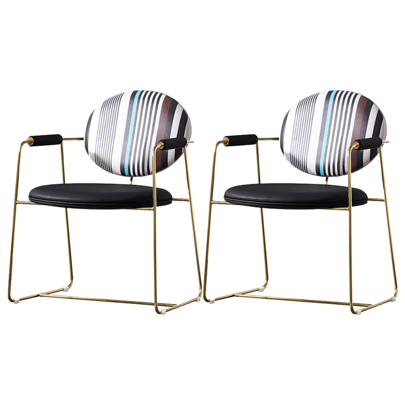 Sedia a braccio imbottita sedia da pranzo a base d'oro per sala da pranzo