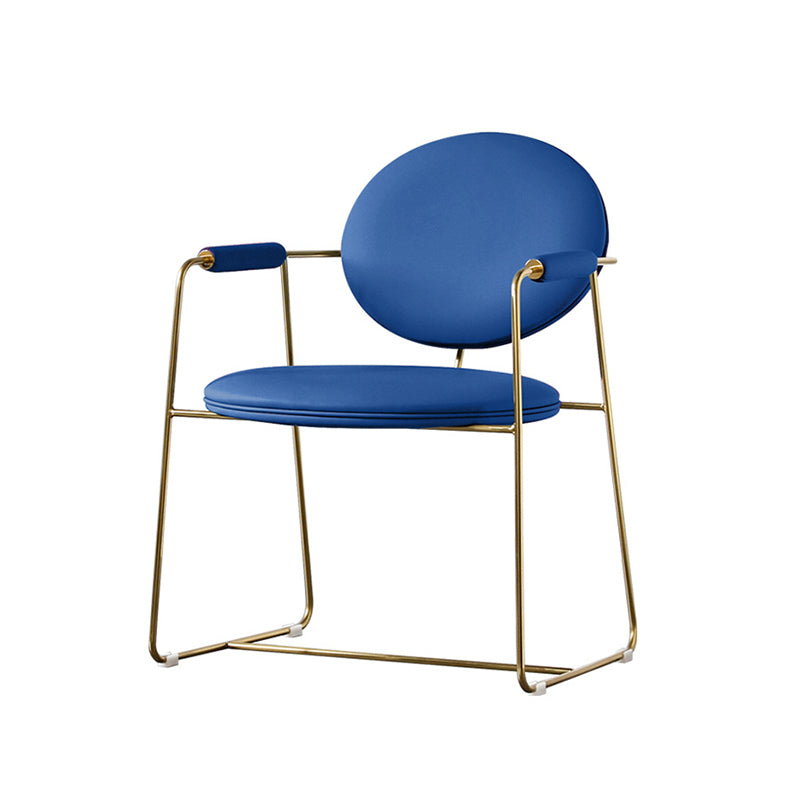 Sedia a braccio imbottita sedia da pranzo a base d'oro per sala da pranzo