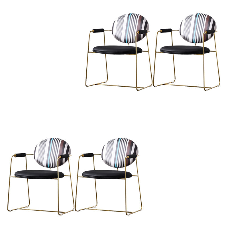 Sedia a braccio imbottita sedia da pranzo a base d'oro per sala da pranzo