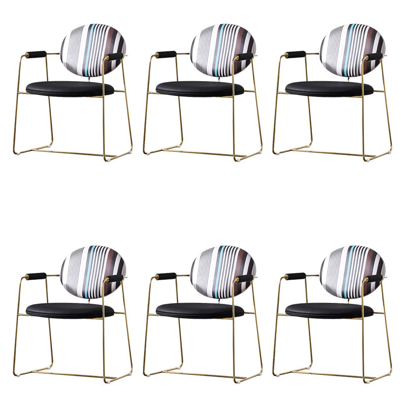 Sedia a braccio imbottita sedia da pranzo a base d'oro per sala da pranzo