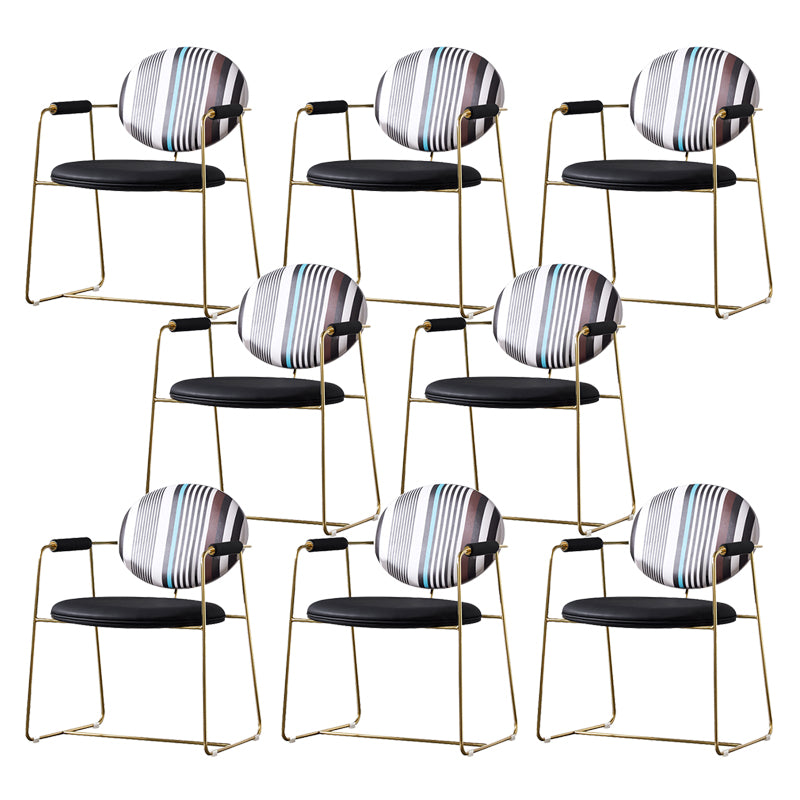 Sedia a braccio imbottita sedia da pranzo a base d'oro per sala da pranzo