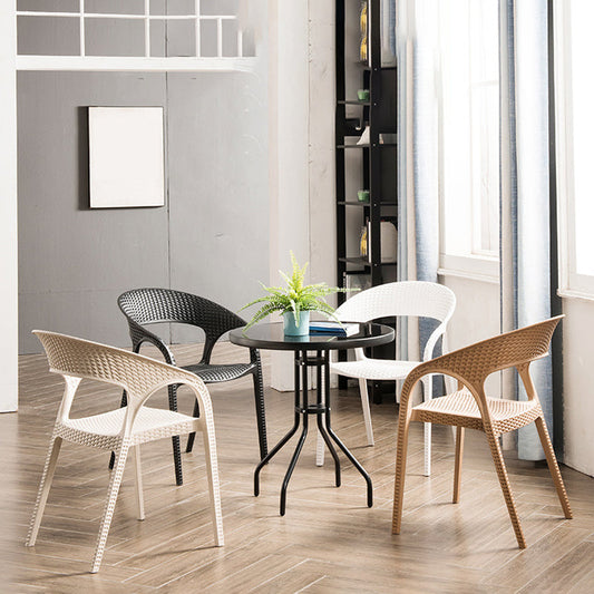 Contemporary Indoor-Outdoor Chair Patio Plastic Dining Arm chair