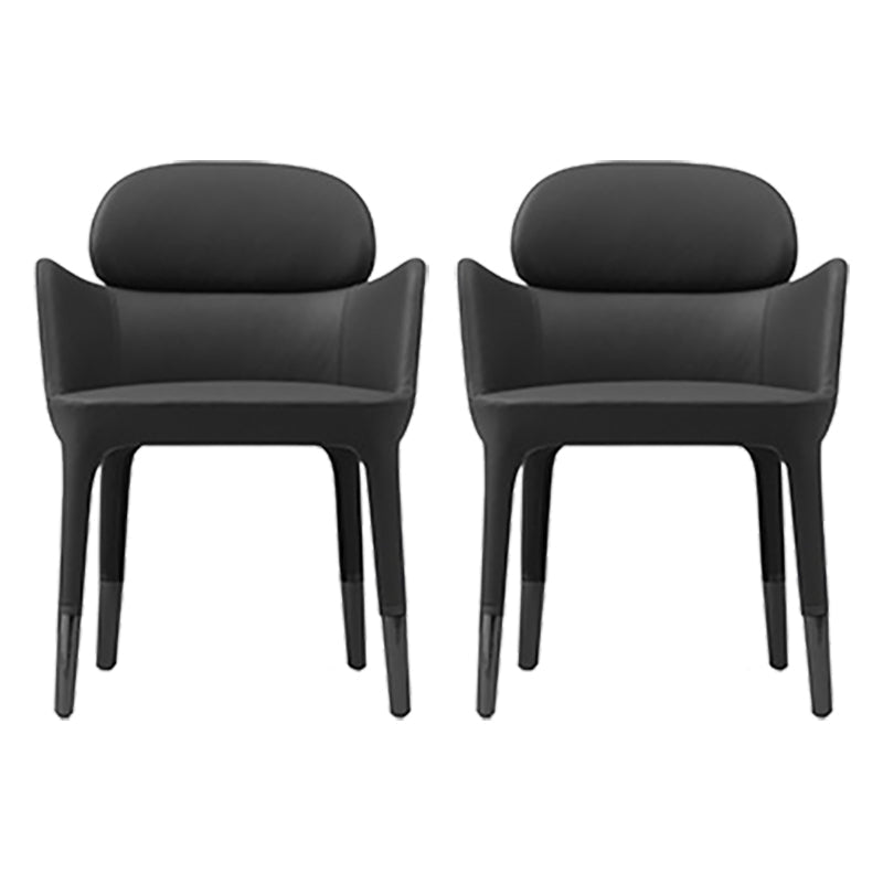 Leather Parsons Arm Chair Indoor Dining Chair for Dining Room Black 2 Piece Set Clearhalo 'Dining Chairs' 'Dining Tables & Seating' 'dining_chair' 'furn' 'furn_dining_chair' 'Furniture' 'Kitchen & Dining Furniture' 6575452