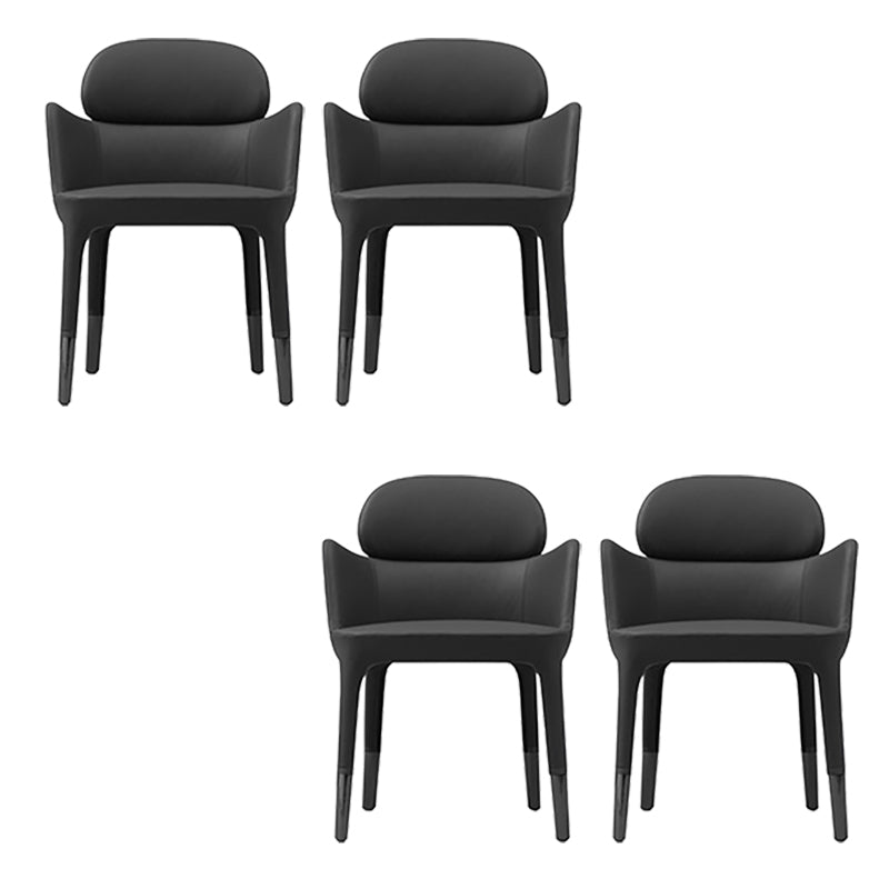 Leather Parsons Arm Chair Indoor Dining Chair for Dining Room Black 4 Piece Set Clearhalo 'Dining Chairs' 'Dining Tables & Seating' 'dining_chair' 'furn' 'furn_dining_chair' 'Furniture' 'Kitchen & Dining Furniture' 6575454