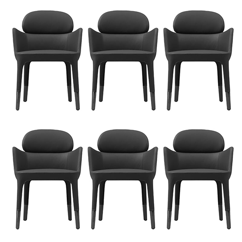 Leather Parsons Arm Chair Indoor Dining Chair for Dining Room Black 6 Piece Set Clearhalo 'Dining Chairs' 'Dining Tables & Seating' 'dining_chair' 'furn' 'furn_dining_chair' 'Furniture' 'Kitchen & Dining Furniture' 6575456