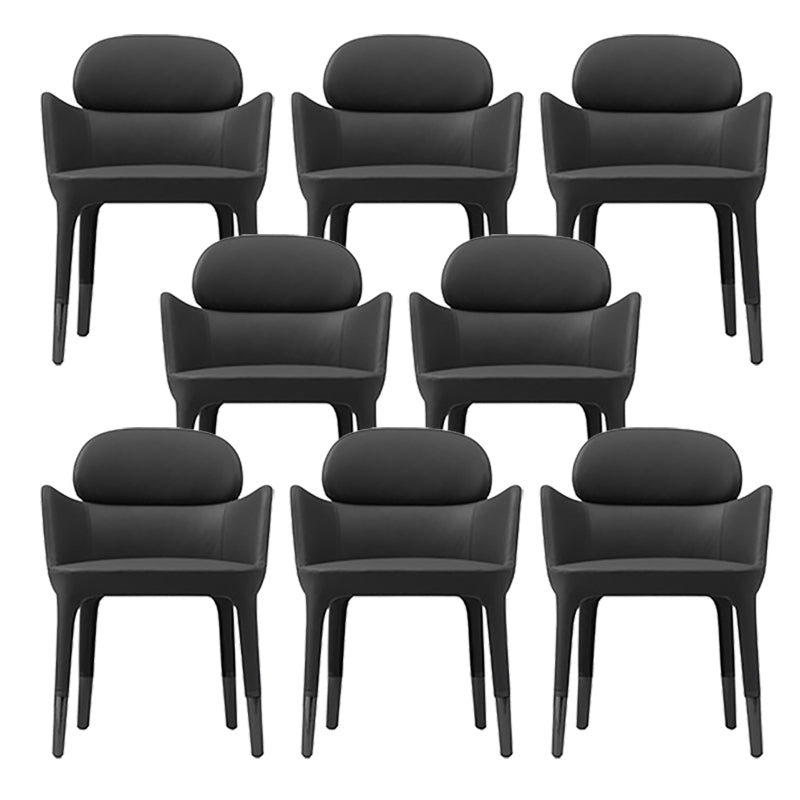 Leather Parsons Arm Chair Indoor Dining Chair for Dining Room Black 8 Piece Set Clearhalo 'Dining Chairs' 'Dining Tables & Seating' 'dining_chair' 'furn' 'furn_dining_chair' 'Furniture' 'Kitchen & Dining Furniture' 6575457