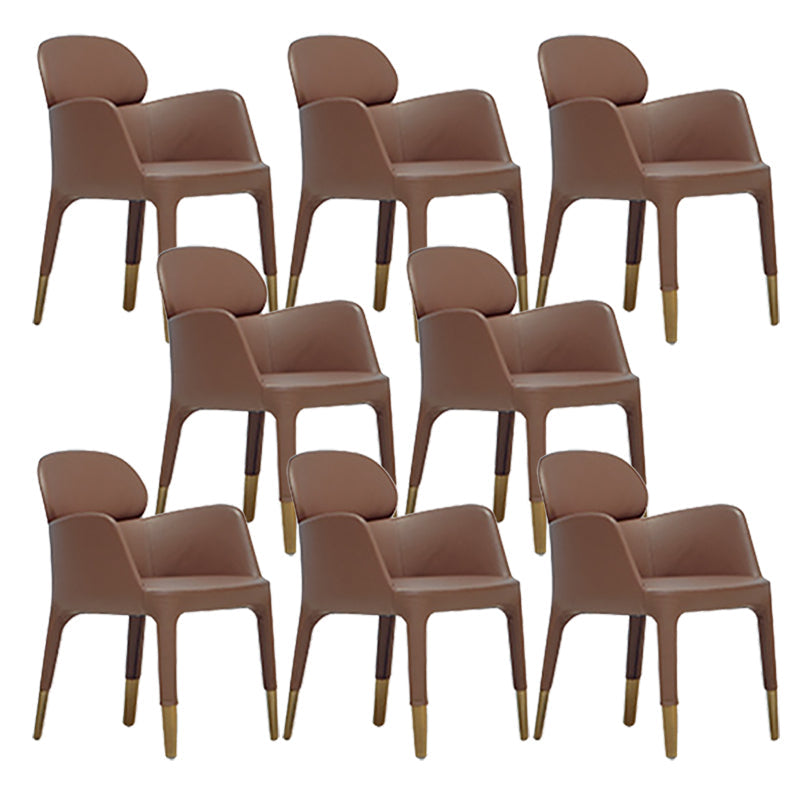 Leather Parsons Arm Chair Indoor Dining Chair for Dining Room Brown 8 Piece Set Clearhalo 'Dining Chairs' 'Dining Tables & Seating' 'dining_chair' 'furn' 'furn_dining_chair' 'Furniture' 'Kitchen & Dining Furniture' 6575466