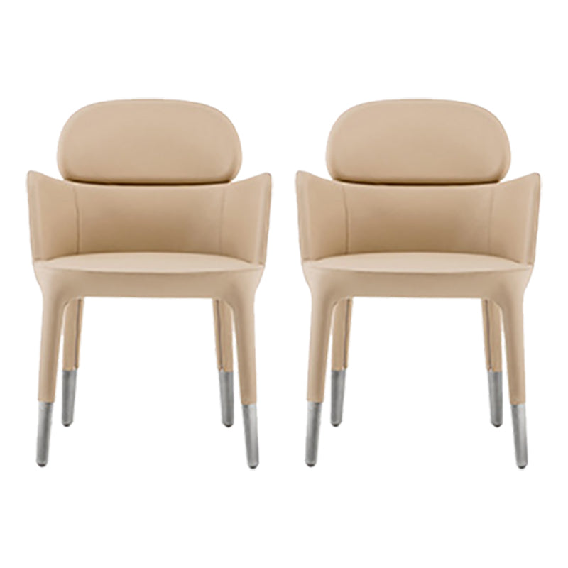 Leather Parsons Arm Chair Indoor Dining Chair for Dining Room Khaki 2 Piece Set Clearhalo 'Dining Chairs' 'Dining Tables & Seating' 'dining_chair' 'furn' 'furn_dining_chair' 'Furniture' 'Kitchen & Dining Furniture' 6575468