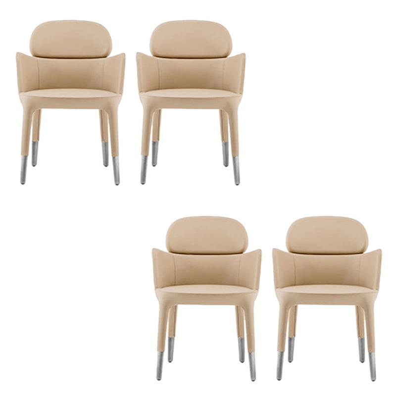 Leather Parsons Arm Chair Indoor Dining Chair for Dining Room Khaki 4 Piece Set Clearhalo 'Dining Chairs' 'Dining Tables & Seating' 'dining_chair' 'furn' 'furn_dining_chair' 'Furniture' 'Kitchen & Dining Furniture' 6575469