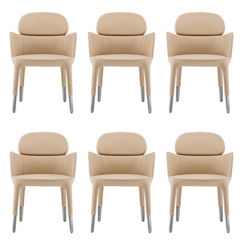Leather Parsons Arm Chair Indoor Dining Chair for Dining Room Khaki 6 Piece Set Clearhalo 'Dining Chairs' 'Dining Tables & Seating' 'dining_chair' 'furn' 'furn_dining_chair' 'Furniture' 'Kitchen & Dining Furniture' 6575471