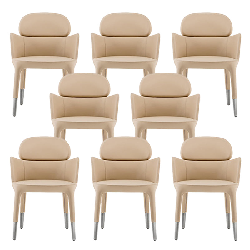 Leather Parsons Arm Chair Indoor Dining Chair for Dining Room Khaki 8 Piece Set Clearhalo 'Dining Chairs' 'Dining Tables & Seating' 'dining_chair' 'furn' 'furn_dining_chair' 'Furniture' 'Kitchen & Dining Furniture' 6575474