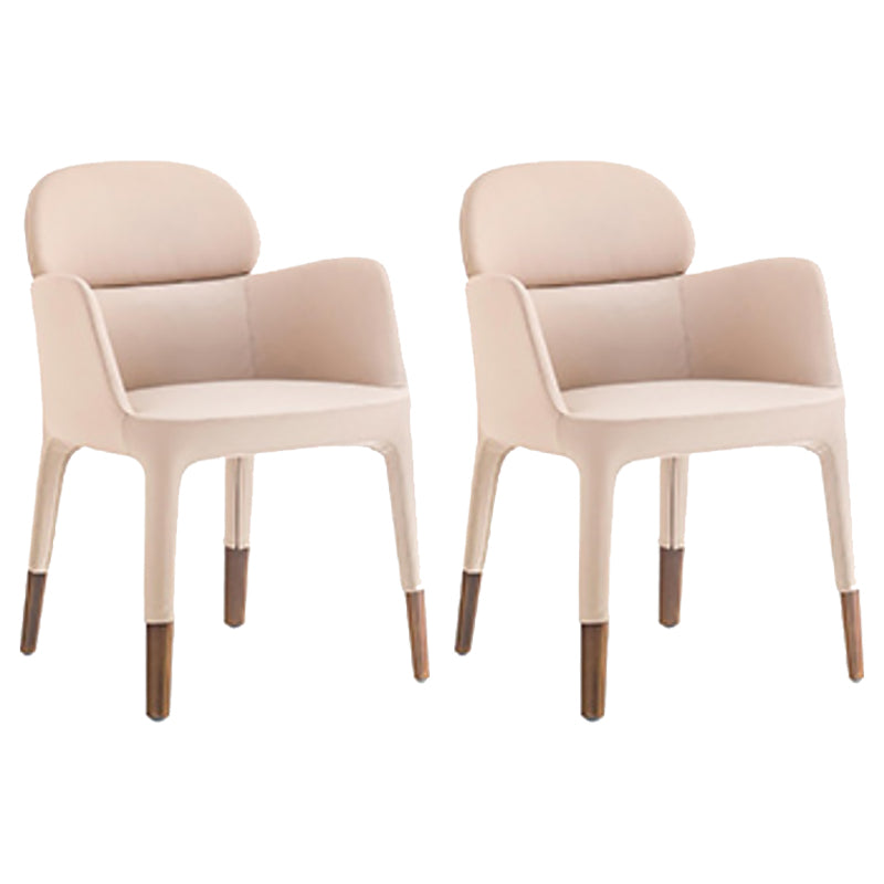 Leather Parsons Arm Chair Indoor Dining Chair for Dining Room Light Apricot 2 Piece Set Clearhalo 'Dining Chairs' 'Dining Tables & Seating' 'dining_chair' 'furn' 'furn_dining_chair' 'Furniture' 'Kitchen & Dining Furniture' 6575480