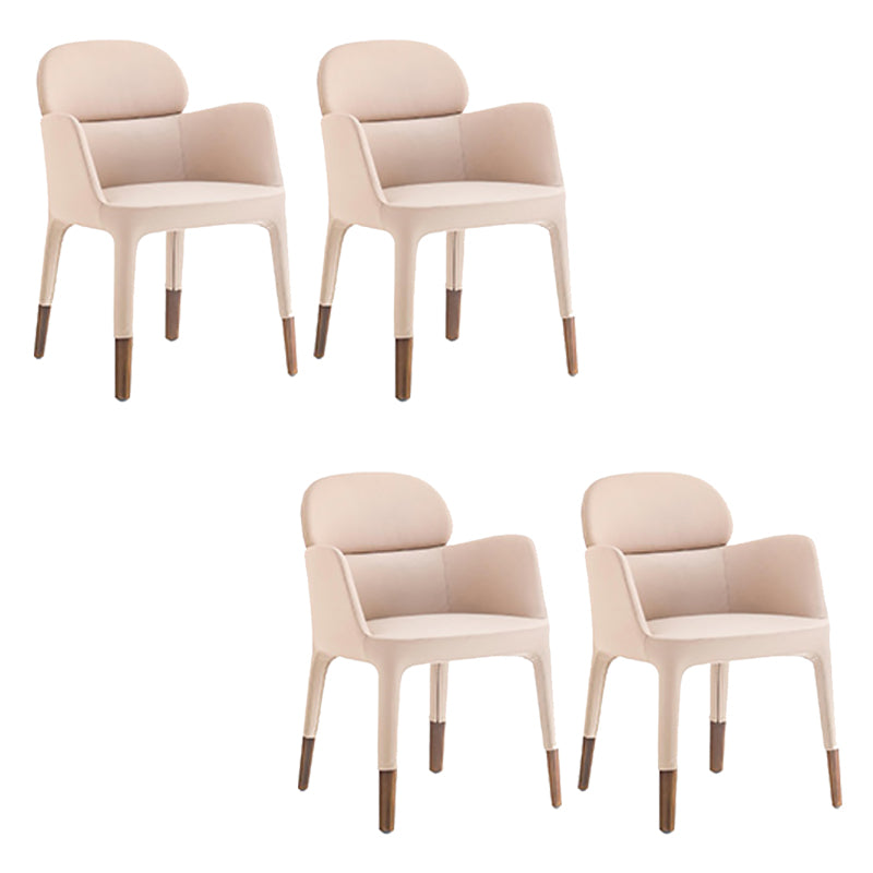 Leather Parsons Arm Chair Indoor Dining Chair for Dining Room Light Apricot 4 Piece Set Clearhalo 'Dining Chairs' 'Dining Tables & Seating' 'dining_chair' 'furn' 'furn_dining_chair' 'Furniture' 'Kitchen & Dining Furniture' 6575481