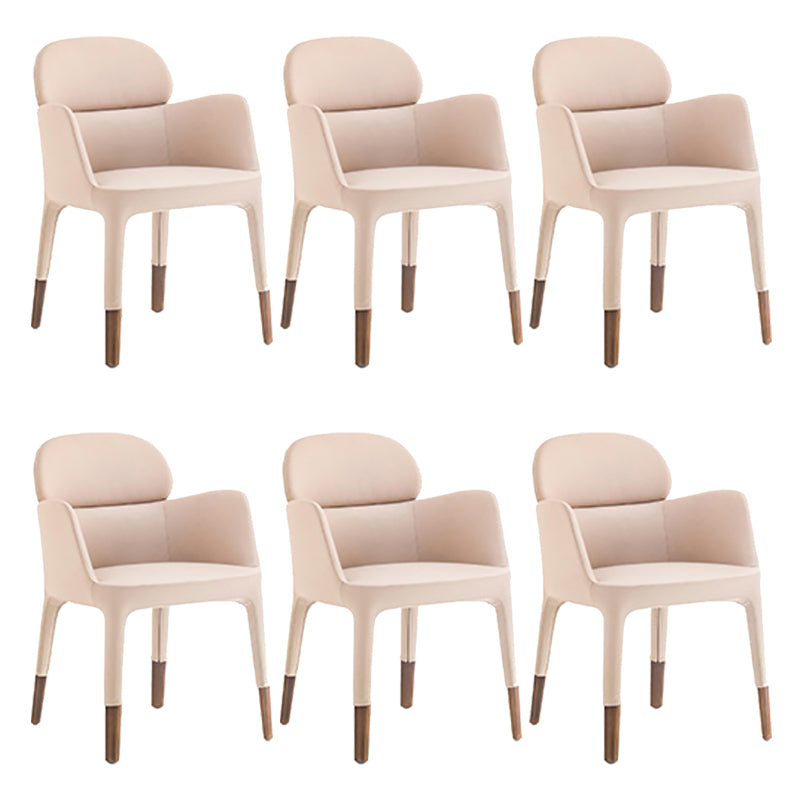Leather Parsons Arm Chair Indoor Dining Chair for Dining Room Light Apricot 6 Piece Set Clearhalo 'Dining Chairs' 'Dining Tables & Seating' 'dining_chair' 'furn' 'furn_dining_chair' 'Furniture' 'Kitchen & Dining Furniture' 6575482