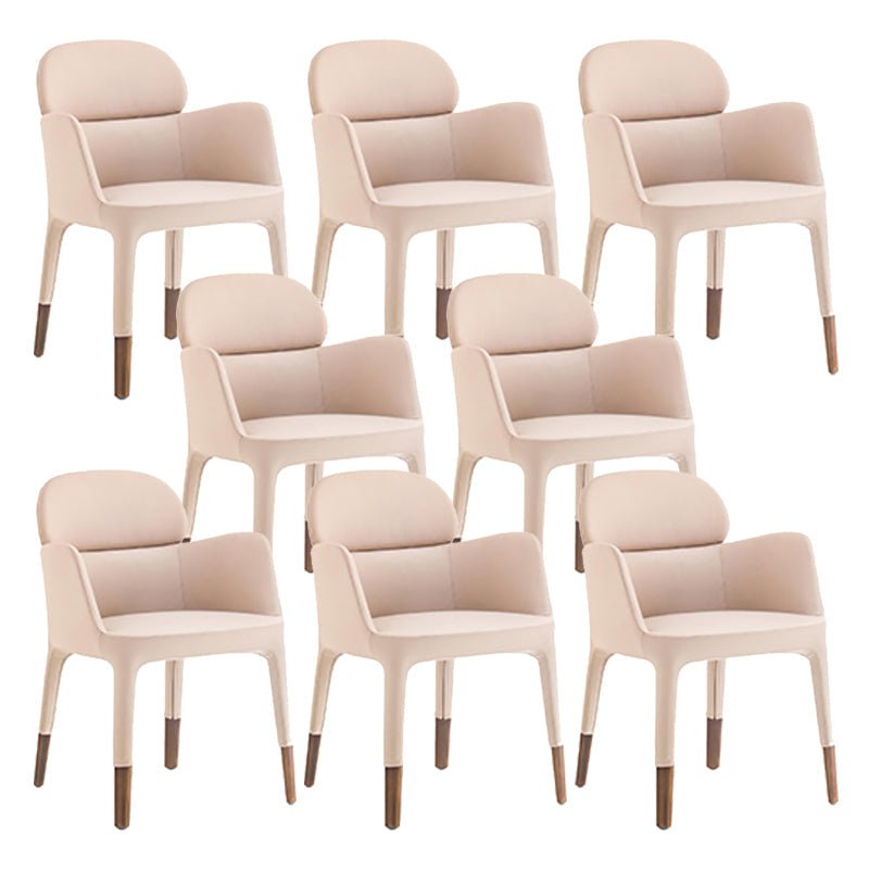 Leather Parsons Arm Chair Indoor Dining Chair for Dining Room Light Apricot 8 Piece Set Clearhalo 'Dining Chairs' 'Dining Tables & Seating' 'dining_chair' 'furn' 'furn_dining_chair' 'Furniture' 'Kitchen & Dining Furniture' 6575483