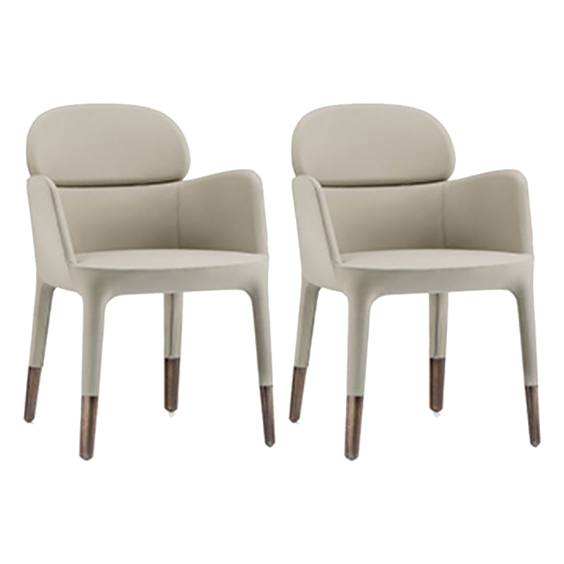 Leather Parsons Arm Chair Indoor Dining Chair for Dining Room Cream Gray 2 Piece Set Clearhalo 'Dining Chairs' 'Dining Tables & Seating' 'dining_chair' 'furn' 'furn_dining_chair' 'Furniture' 'Kitchen & Dining Furniture' 6575484