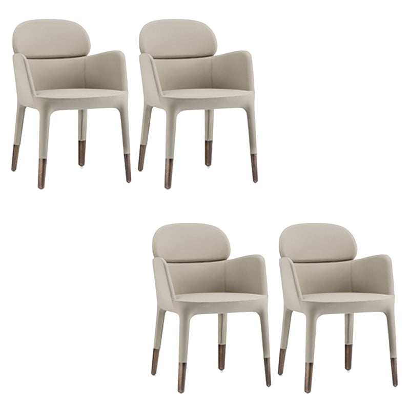 Leather Parsons Arm Chair Indoor Dining Chair for Dining Room Cream Gray 4 Piece Set Clearhalo 'Dining Chairs' 'Dining Tables & Seating' 'dining_chair' 'furn' 'furn_dining_chair' 'Furniture' 'Kitchen & Dining Furniture' 6575485