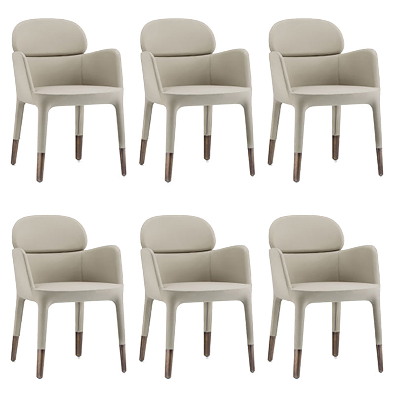 Leather Parsons Arm Chair Indoor Dining Chair for Dining Room Cream Gray 6 Piece Set Clearhalo 'Dining Chairs' 'Dining Tables & Seating' 'dining_chair' 'furn' 'furn_dining_chair' 'Furniture' 'Kitchen & Dining Furniture' 6575486