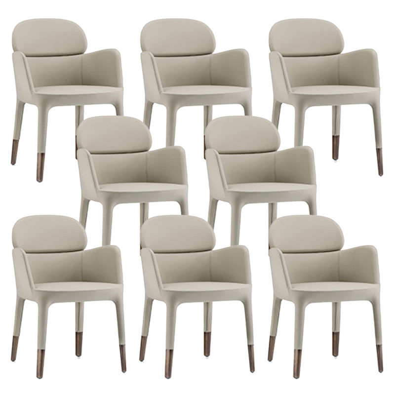 Leather Parsons Arm Chair Indoor Dining Chair for Dining Room Cream Gray 8 Piece Set Clearhalo 'Dining Chairs' 'Dining Tables & Seating' 'dining_chair' 'furn' 'furn_dining_chair' 'Furniture' 'Kitchen & Dining Furniture' 6575487