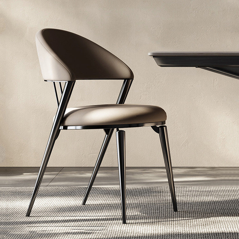 Dining Room Upholstered Chair Leather Open Back Armless Chair Clearhalo 'Dining Chairs' 'Dining Tables & Seating' 'dining_chair' 'furn' 'furn_dining_chair' 'Furniture' 'Kitchen & Dining Furniture' 6575489