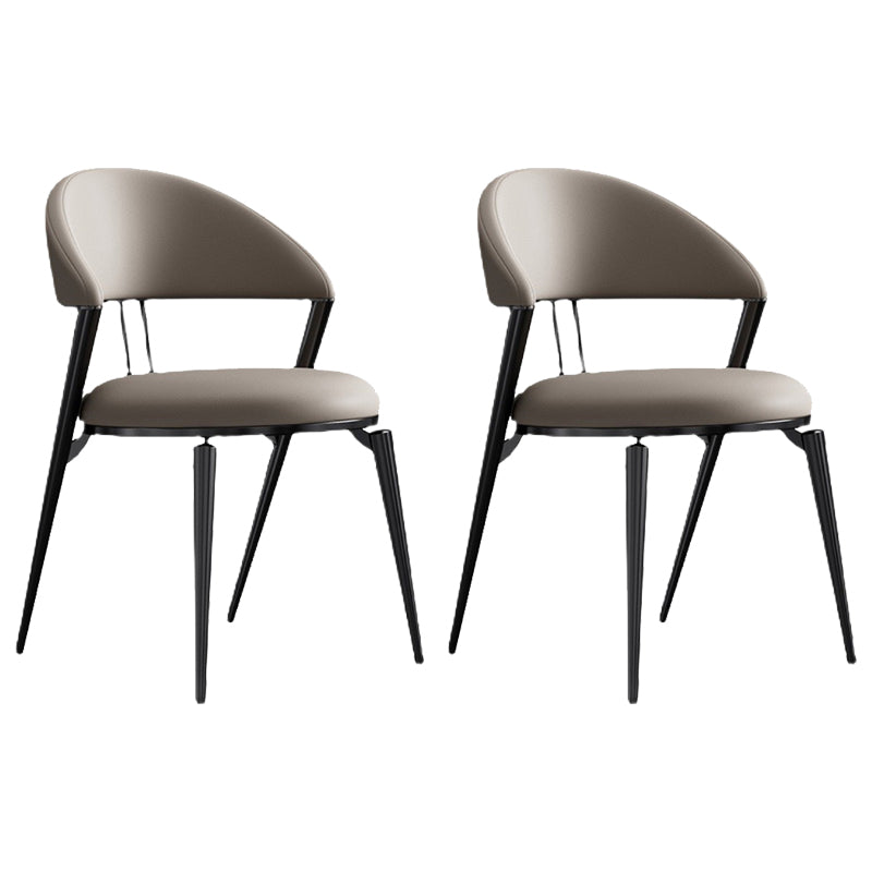 Dining Room Upholstered Chair Leather Open Back Armless Chair 2 Piece Set Gray Clearhalo 'Dining Chairs' 'Dining Tables & Seating' 'dining_chair' 'furn' 'furn_dining_chair' 'Furniture' 'Kitchen & Dining Furniture' 6575490