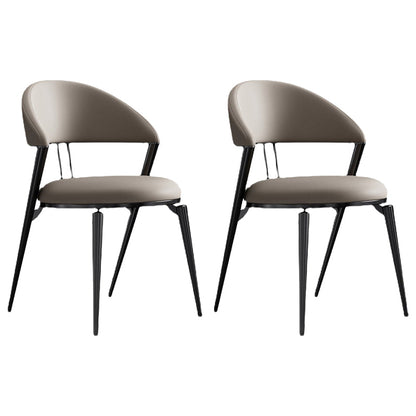 Dining Room Upholstered Chair Leather Open Back Armless Chair 2 Piece Set Gray Clearhalo 'Dining Chairs' 'Dining Tables & Seating' 'dining_chair' 'furn' 'furn_dining_chair' 'Furniture' 'Kitchen & Dining Furniture' 6575490