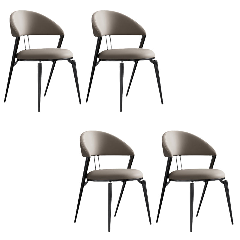 Dining Room Upholstered Chair Leather Open Back Armless Chair 4 Piece Set Gray Clearhalo 'Dining Chairs' 'Dining Tables & Seating' 'dining_chair' 'furn' 'furn_dining_chair' 'Furniture' 'Kitchen & Dining Furniture' 6575492