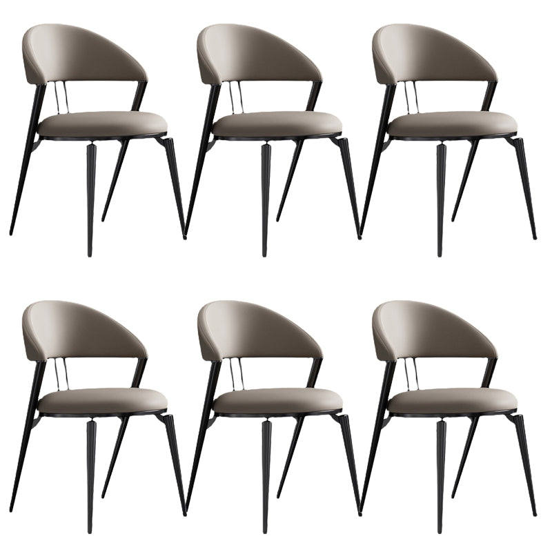 Dining Room Upholstered Chair Leather Open Back Armless Chair 6 Piece Set Gray Clearhalo 'Dining Chairs' 'Dining Tables & Seating' 'dining_chair' 'furn' 'furn_dining_chair' 'Furniture' 'Kitchen & Dining Furniture' 6575493