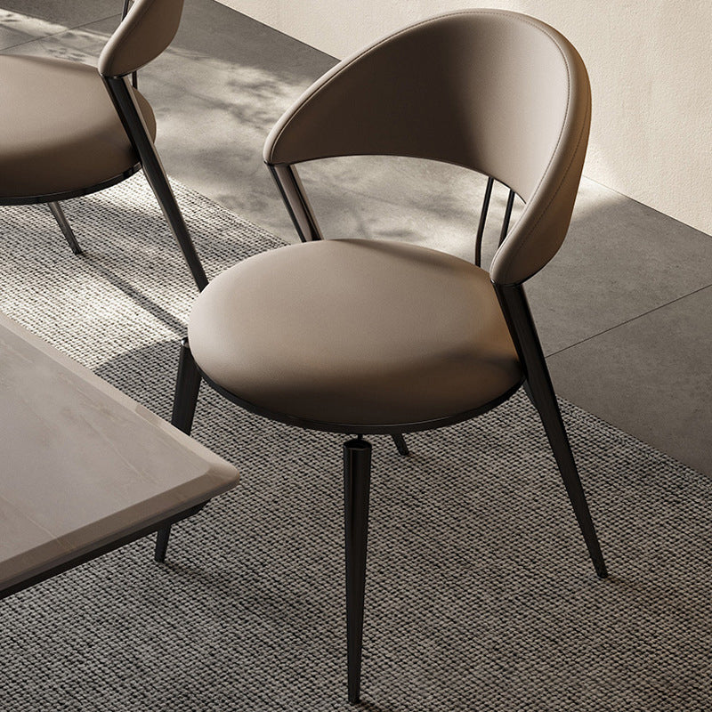 Dining Room Upholstered Chair Leather Open Back Armless Chair Clearhalo 'Dining Chairs' 'Dining Tables & Seating' 'dining_chair' 'furn' 'furn_dining_chair' 'Furniture' 'Kitchen & Dining Furniture' 6575494