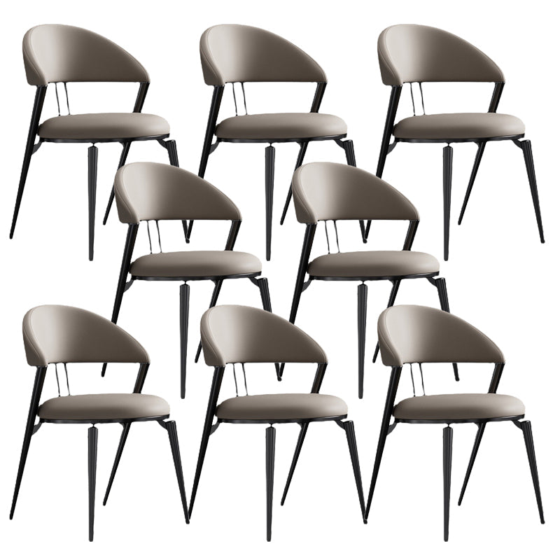 Dining Room Upholstered Chair Leather Open Back Armless Chair 8 Piece Set Gray Clearhalo 'Dining Chairs' 'Dining Tables & Seating' 'dining_chair' 'furn' 'furn_dining_chair' 'Furniture' 'Kitchen & Dining Furniture' 6575495