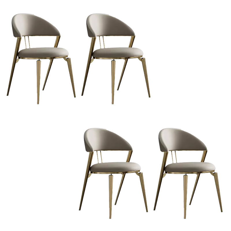 Dining Room Upholstered Chair Leather Open Back Armless Chair 4 Piece Set Brass Gold Clearhalo 'Dining Chairs' 'Dining Tables & Seating' 'dining_chair' 'furn' 'furn_dining_chair' 'Furniture' 'Kitchen & Dining Furniture' 6575499