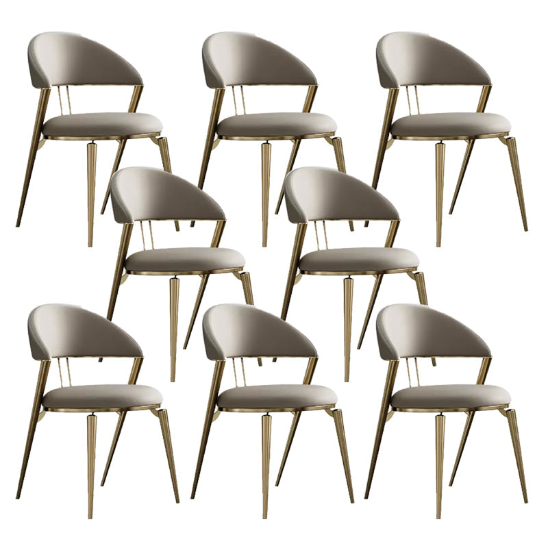 Dining Room Upholstered Chair Leather Open Back Armless Chair 8 Piece Set Brass Gold Clearhalo 'Dining Chairs' 'Dining Tables & Seating' 'dining_chair' 'furn' 'furn_dining_chair' 'Furniture' 'Kitchen & Dining Furniture' 6575503