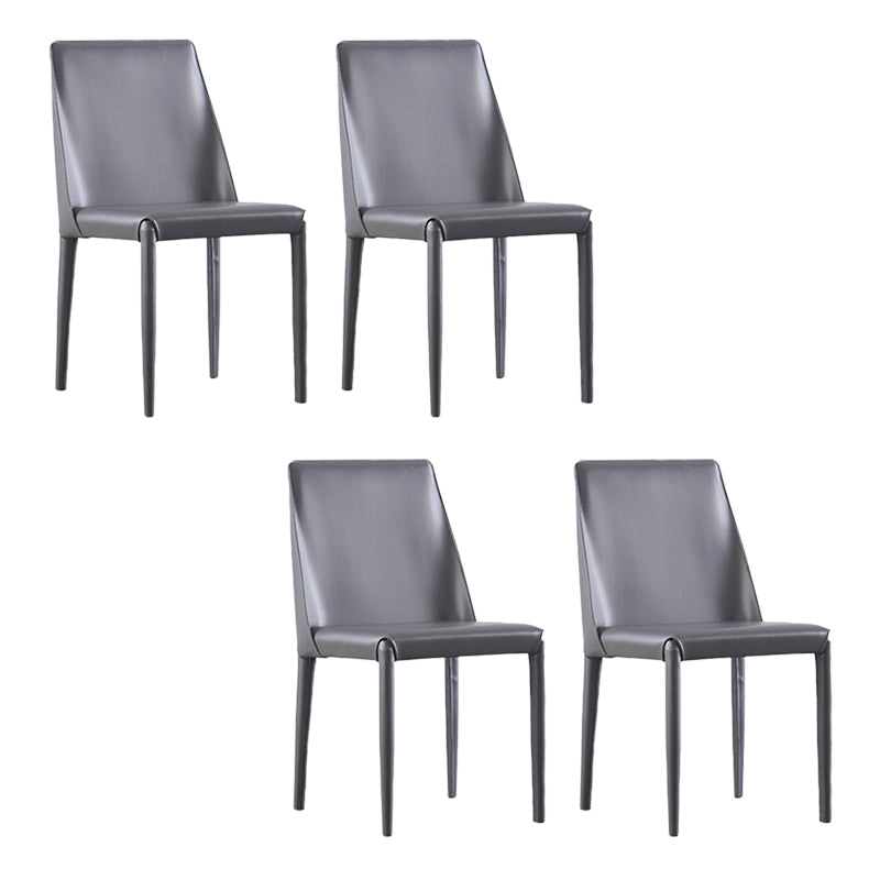Contemporary Indoor Kitchen Chair Faux Leather Dining Side Chair Dark Gray 4 Piece Set Clearhalo 'Dining Chairs' 'Dining Tables & Seating' 'dining_chair' 'furn' 'furn_dining_chair' 'Furniture' 'Kitchen & Dining Furniture' 6575562