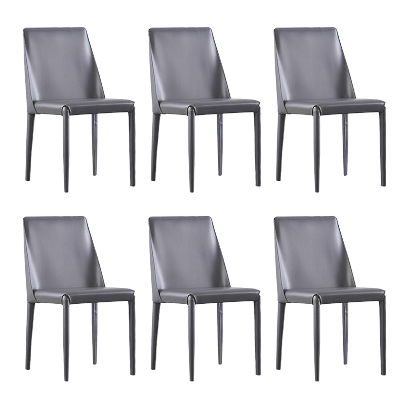 Contemporary Indoor Kitchen Chair Faux Leather Dining Side Chair Dark Gray 6 Piece Set Clearhalo 'Dining Chairs' 'Dining Tables & Seating' 'dining_chair' 'furn' 'furn_dining_chair' 'Furniture' 'Kitchen & Dining Furniture' 6575565