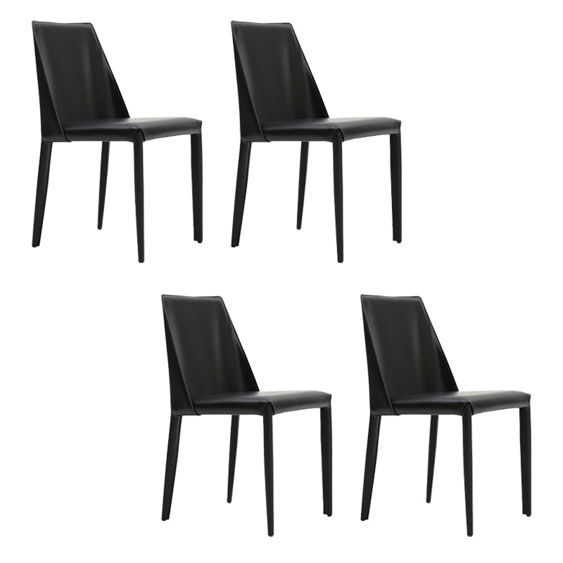 Contemporary Indoor Kitchen Chair Faux Leather Dining Side Chair Black 4 Piece Set Clearhalo 'Dining Chairs' 'Dining Tables & Seating' 'dining_chair' 'furn' 'furn_dining_chair' 'Furniture' 'Kitchen & Dining Furniture' 6575569