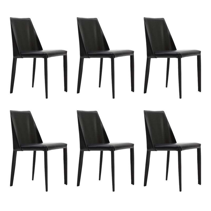 Contemporary Indoor Kitchen Chair Faux Leather Dining Side Chair Black 6 Piece Set Clearhalo 'Dining Chairs' 'Dining Tables & Seating' 'dining_chair' 'furn' 'furn_dining_chair' 'Furniture' 'Kitchen & Dining Furniture' 6575571