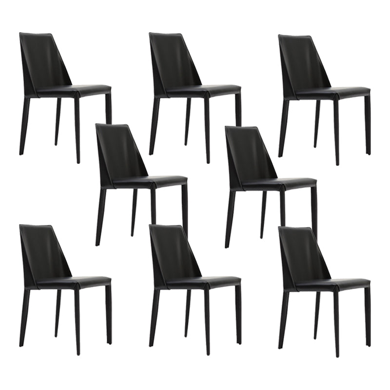 Contemporary Indoor Kitchen Chair Faux Leather Dining Side Chair Black 8 Piece Set Clearhalo 'Dining Chairs' 'Dining Tables & Seating' 'dining_chair' 'furn' 'furn_dining_chair' 'Furniture' 'Kitchen & Dining Furniture' 6575574